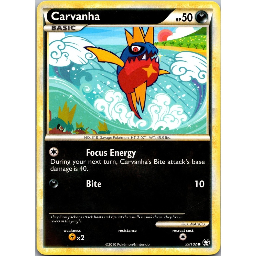 Pokemon Carvanha 59/102 Common Triumphant LP Darkness Basic Card